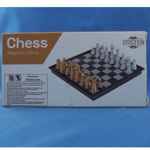 Magnetic Travel Chess & Checkers Set with Folding Board by ENGTEN